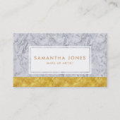 Carte De Visite Marbre blanc Gold Leaf Make Up Artiste (Devant)