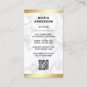 Carte De Visite Marbre blanc Gold Modèle Actrice QR Code Photo (Dos)