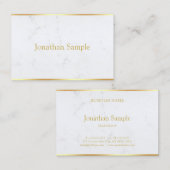 Carte De Visite Marbre blanc Gold Name Modern Elegant Modèle (Devant / Derrière)