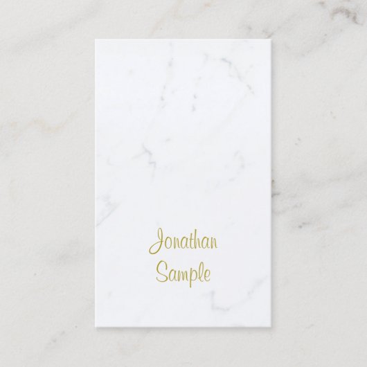 Carte De Visite Marbre blanc Gold Script Modèle Luxe Moderne (Devant)