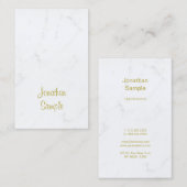 Carte De Visite Marbre blanc Gold Script Modèle Luxe Moderne (Devant / Derrière)