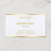 Carte De Visite Marbre blanc Gold Text Professionnel Moderne Éléga (Dos)