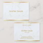 Carte De Visite Marbre blanc Gold Texte Élégant Modèle personnalis (Devant / Derrière)