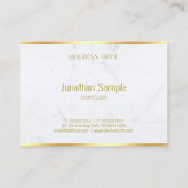 Carte De Visite Marbre blanc Gold Texte Élégant Modèle personnalis (Dos)