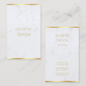 Carte De Visite Marbre blanc Gold Texte Moderne Professionnel Élég (Devant / Derrière)