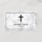 Carte De Visite Marbre blanc Jésus Christ Cross Pasteur (Devant)