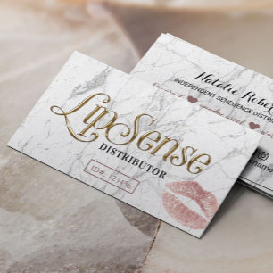 Carte De Visite Marbre blanc LipSense Distributor Rose Gold Lips