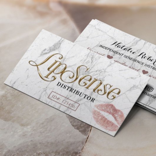 Carte De Visite Marbre blanc LipSense Distributor Rose Gold Lips