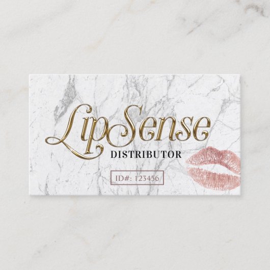 Carte De Visite Marbre blanc LipSense Distributor Rose Gold Lips (Devant)