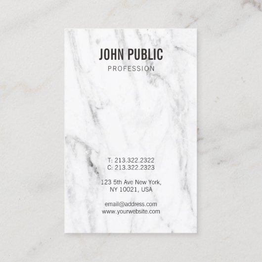 Carte De Visite Marbre blanc Modèle Simple Modern Professional (Dos)