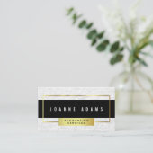 Carte De Visite Marbre blanc moderne avec le noir et l'or (Debout devant)