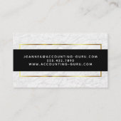 Carte De Visite Marbre blanc moderne avec le noir et l'or (Dos)