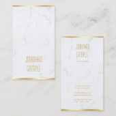 Carte De Visite Marbre blanc moderne élégant Gold Modèle texte (Devant / Derrière)