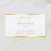 Carte De Visite Marbre blanc moderne élégant Gold Texte Profession (Dos)