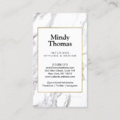 Carte De Visite Marbre blanc moderne Faux Gold Frame (Dos)