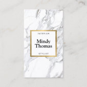 Carte De Visite Marbre blanc moderne Faux Gold Frame (Devant)