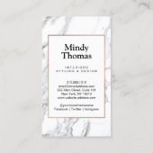 Carte De Visite Marbre blanc moderne Faux Rose Gold Frame (Dos)
