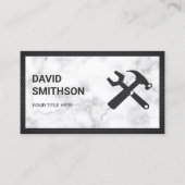 Carte De Visite Marbre blanc moderne Handyman Auto Réparation méca (Devant)