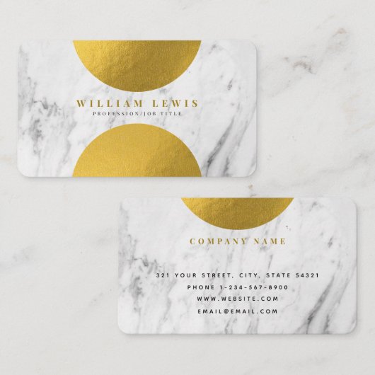 Carte De Visite Marbre Blanc Moderne & Or Chic Moderne (Devant / Derrière)