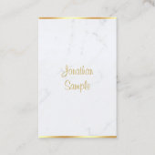 Carte De Visite Marbre blanc moderne Or manuscrit Script Classy (Devant)