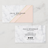 Carte De Visite Marbre blanc moderne rose rose chic or géométrique (Devant / Derrière)