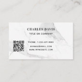 Carte De Visite Marbre blanc monogramme initiales Qr code logo (Dos)