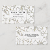 Carte De Visite Marbre blanc or | Agent immobilier (Devant / Derrière)