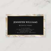 Carte De Visite Marbre blanc or élégant moderne Noir (Dos)