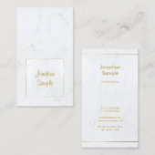 Carte De Visite Marbre blanc Or Élégant Script Plain Luxueux (Devant / Derrière)