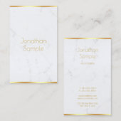 Carte De Visite Marbre blanc professionnel élégant Gold Texte mode (Devant / Derrière)