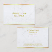 Carte De Visite Marbre blanc professionnel élégant tendance Gold T (Devant / Derrière)