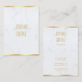 Carte De Visite Marbre blanc professionnel moderne élégant Gold Te (Devant / Derrière)