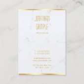 Carte De Visite Marbre blanc professionnel moderne élégant Gold Te (Dos)