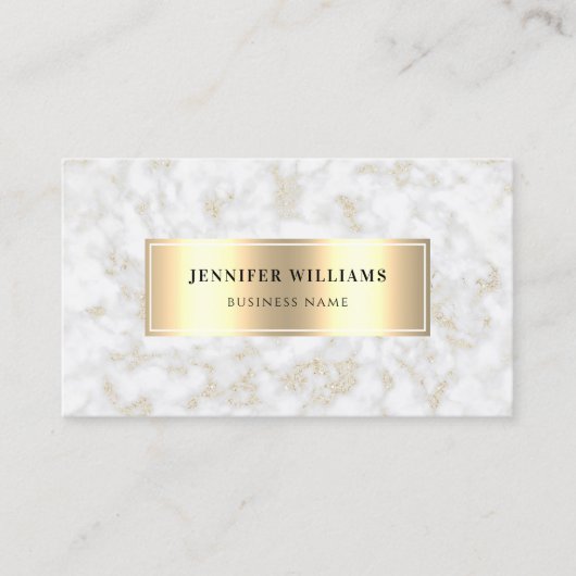 Carte De Visite Marbre blanc QR Code Gold Élégant et moderne (Devant)