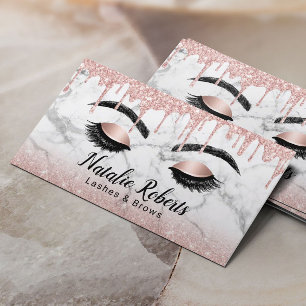 Carte De Visite Marbre blanc Rose de maquillage  en or