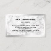 Carte De Visite Marbre blanc Silver Foil Immobilier Realtor Photo (Dos)