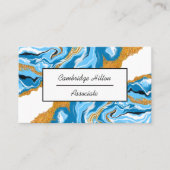 Carte De Visite Marbre bleu, blanc et or Art fluo (Devant)