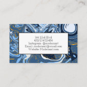 Carte De Visite Marbre bleu et or Art moderne Abstrait fluide (Dos)