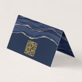 Carte De Visite Marbre bleu marine Géode d'âge or Code QR (Dos)
