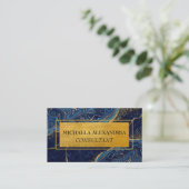 Carte De Visite Marbre bleu métallique métal brossé professionnel (Debout devant)