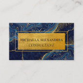 Carte De Visite Marbre bleu métallique métal brossé professionnel (Devant)