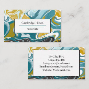 Carte De Visite Marbre bleu, noir et or