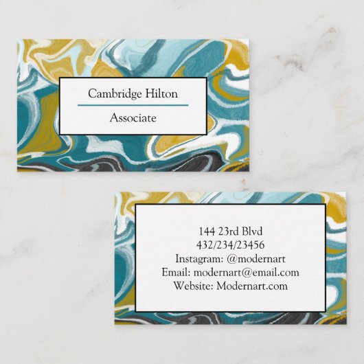 Carte De Visite Marbre bleu, noir et or    (Devant / Derrière)