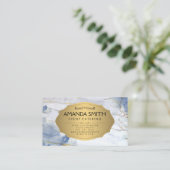 Carte De Visite Marbre bleu or | Cadre classique métal or (Debout devant)