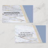 Carte De Visite Marbre bleu or | Cuir | Luxe (Devant / Derrière)