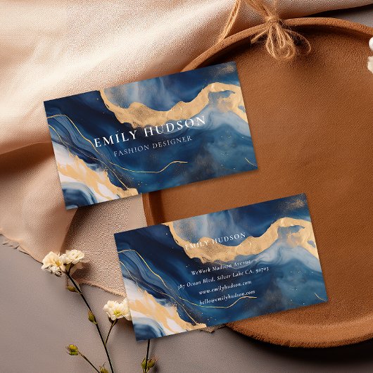 Carte De Visite Marbre bleu or marine