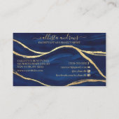 Carte De Visite Marbre Bleu Or Signature Script Maquillage Cheveux (Dos)