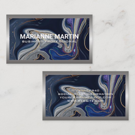 Carte De Visite Marbre bleu pourpre (Devant / Derrière)