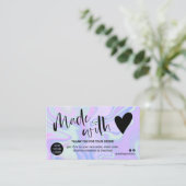 Carte De Visite Marbre bleu violet merci fait avec amour (Debout devant)