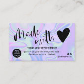 Carte De Visite Marbre bleu violet merci fait avec amour (Devant)